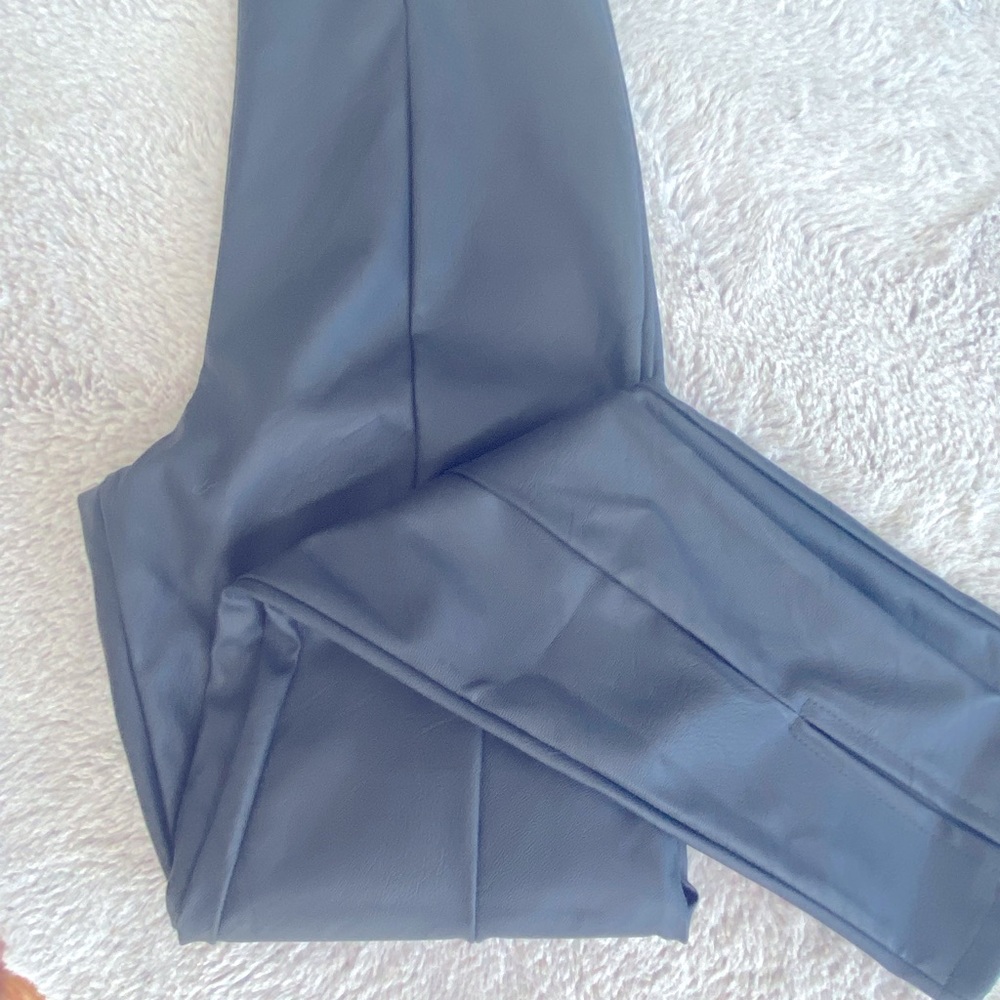 Faux Leather Slit Hem Leggings